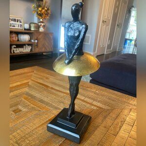 Elegant Gold and Black Ballerina Sculpture Decoration